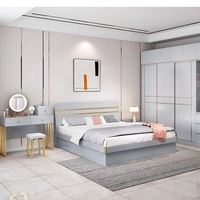 Ensemble de meubles de chambre à coucher de luxe en MDF personnalisable avec lits doubles en bois et rangements intégrés – Dernier design
