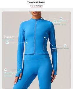 Giacca da Yoga sportiva da donna Slim Fit a maniche lunghe con Zip da palestra <span class=keywords><strong>2</strong></span> pezzi per Yoga Top Set da allenamento con cerniera per Fitness e Yoga - Product Image 2