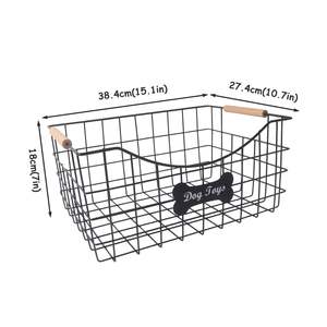 Panier à jouets <span class=keywords><strong>pour</strong></span> <span class=keywords><strong>chien</strong></span> en métal, bac à jouets <span class=keywords><strong>indestructible</strong></span> <span class=keywords><strong>pour</strong></span> <span class=keywords><strong>chien</strong></span> avec poignée en bois, organisateur de rangement robuste <span class=keywords><strong>pour</strong></span> animaux de compagnie, idéal <span class=keywords><strong>pour</strong></span> la laisse et la couverture de <span class=keywords><strong>chien</strong></span> - Product Image 3