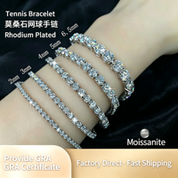 Bracelet Chaîne Tennis Moissanite Sertie de Diamants en Argent Sterling 925 Fait Main, Certifié GRA, Style Luxe Léger Tendance
