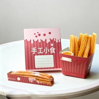 Boîte en carton auto-élevante personnalisée en papier recyclé pour frites, churros, lait avec emplacements pour sauce et impression de logo sur mesure