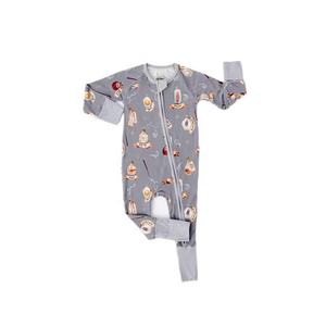 All'ingrosso pagliaccetto con cerniera per bambini in bambù di Halloween carino un pezzo per la ragazza autunno ghianda sorrisi stampa manica lunga pigiami abbinati per bambini - Product Image 3