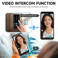 Cerradura Inteligente de Aluminio Fundido a Presión, Estándar Estadounidense, con Aplicación Tuya, Video Bidireccional, para Cerraduras de Huella Digital de Madera de 35-55 mm