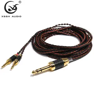 Aux音频视频电缆升级软DIY OEM纯银OD 3.8毫米6.35 3.5毫米插孔公对公立体声耳机耳机线