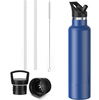 Botella de Agua Aislada al Vacío de Doble Pared de Acero Inoxidable con Boca Estándar, Libre de BPA, con Tapa Hermética para Gimnasio, Fitness y Viajes