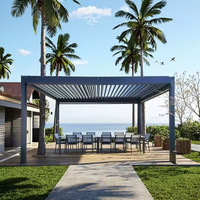 Pergola motorisée en aluminium imperméable avec pare-soleil et ventilation, design personnalisable pour une utilisation en extérieur dans le jardin