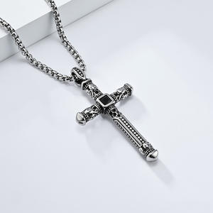 Collier pendentif en acier inoxydable plaqué or, style punk gothique chrétien, crâne, <span class=keywords><strong>croix</strong></span> <span class=keywords><strong>de</strong></span> Jésus, bijoux <span class=keywords><strong>de</strong></span> mode pour hommes, vente en gros, religieux - Product Image 4