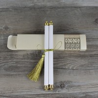 Tarjetas de invitación de desplazamiento de papel de súper lujo, tarjetas de menú de invitaciones de desplazamiento de eventos personalizados, tarjetas de agradecimiento