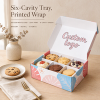 Boîte à gâteaux et cupcakes de boulangerie avec 6 compartiments séparateurs, emballage personnalisé avec logo, fournisseur en gros, pliable et imprimé