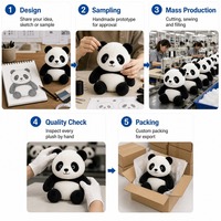Peluche Panda Mignonne Noire et Blanche, Jouet en Peluche Doux pour Enfants Garçons Filles, Décoration de Chambre, Personnalisable OEM, Vente en Gros