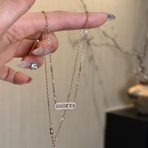 Collar con Colgante Geométrico, Chapado en Oro de 18K, Cadena de Caja, Engaste de Bisel con Cristal, Estilo Lujoso para Uso Diario de Mujer - Product Image 1