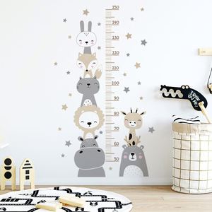 Cartoon Animal Height Chart Sticker Self-Adhesive PVC <b>Wall</b> <b>Decal</b> for Kids Room <b>Nursery</b> & Kindergarten 50-150cm Measurement - Product Image 1