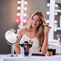 Miroir de courtoisie LED rond double face grossissant 1X avec interrupteur tactile pour chambre, hôtel, salon – Vente en gros