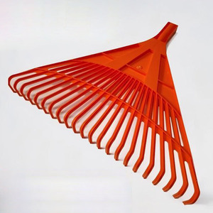 Râteaux <span class=keywords><strong>à</strong></span> feuilles de jardin en <span class=keywords><strong>plastique</strong></span> robustes <span class=keywords><strong>à</strong></span> 24 dents de qualité industrielle avec manche long en bois et tête rouge - Product Image 1