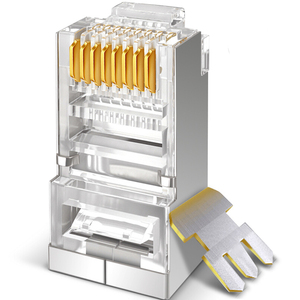 Lot de 100 connecteurs modulaires blindés RJ45 Cat6/Cat5e - Connecteur réseau Ethernet 8P8C plaqué or pour matériel informatique - Product Image 3