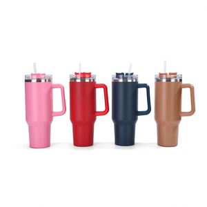 40oz Car <b>Travel</b> H1.0 Handle Tumbler Vacuum <b>Mug</b> Lid Straw Non-Slip Base OEM ODM Custom Design - Product Image 2