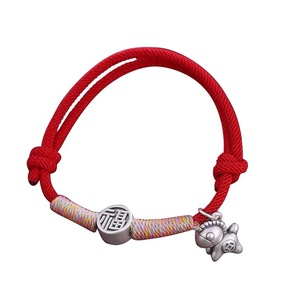 999 Pure <b>Silver</b> Red String Bracelet With Animal <b>Charm</b> For Good Luck And Fortune Gift Unisex Jewelry - Product Image 5