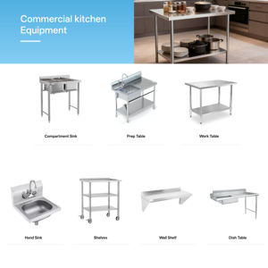 Plan <span class=keywords><strong>de</strong></span> travail poli résistant à la corrosion, <span class=keywords><strong>table</strong></span> en acier inoxydable à double niveau personnalisée, 300 kg/m, cuisine commerciale - Product Image 6