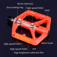 Pédales de VTT, pédales de vélo de montagne, pédales légères en fibre de nylon pour BMX MTB 9/16"