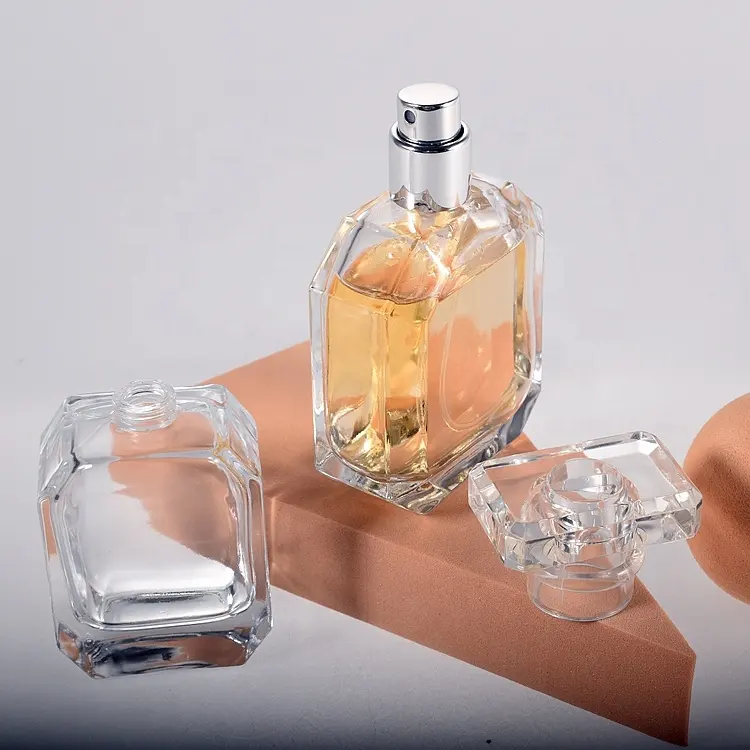 Schlussverkauf 50 ml Parfüm-Glasflasche leer luxuriös quadratisch Sprühen Duft Parfümflasche