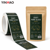 Étiquettes personnalisées autocollantes en vinyle de qualité alimentaire pour emballage de viande séchée, rouleau auto-adhésif imperméable pour sceller les collations de viande