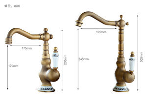 Robinet de <span class=keywords><strong>cuisine</strong></span> <span class=keywords><strong>vintage</strong></span> moderne, mélangeur d'eau, robinet à poignée unique, thermostatique, pour salle de bain, style classique - Product Image 5