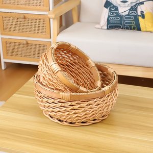 Sang trọng nóng bán wicker dệt trang trí vòng hình dạng handmade liễu tự nhiên giỏ với xử lý cho việc lưu trữ và trang trí - Product Image 2