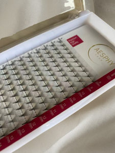 Extensiones de Pestañas de Volumen Ruso Premade en Abanico, 12 Líneas, 0.10, 0.05, 0.07, Curvatura B C, 7mm, 18mm, Volumen 5D, Tallo Corto, Visón Sintético, Cruelty-Free, Natural - Product Image 2