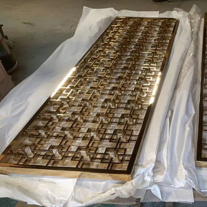 Heimdeko Quadratischer Knoten Zum Fabrikpreis Vergoldete Dekorative Lasergeschnittene Metall-Kastenrahmenstruktur Art-Déco-Trennwände Raumteiler - Product Image 2