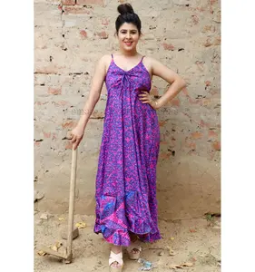 Indian Sari SilK生地ドレスレディースウェアをオンラインで購入