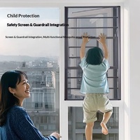 Moustiquaire de fenêtre coulissante verticale moderne en acier inoxydable, maille diamantée anti-insectes et anti-effraction, sécurité anti-pincement pour la maison