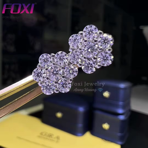 Iced Flower Cluster Moissanite <strong>Earrings</strong> <strong>Screwbacks</strong> 925 Sterling Silver 8.6mm Round Cut VVS Moissanite Diamond Stud <strong>Earrings</strong> - Product Image 2