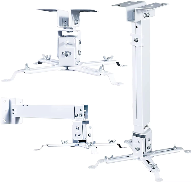 Universal LCD DLP Projector Ceiling Wall Mount White Bracket Holder Stand