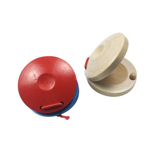 Instrument de percussion pour enfants Orff, <span class=keywords><strong>castagnettes</strong></span> rondes de <span class=keywords><strong>danse</strong></span>, peaux de tambour en cuir de vache, <span class=keywords><strong>castagnettes</strong></span> en bois écologiques pour l'éducation préscolaire - Product Image 5