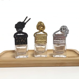 Wholesale Hanging Car Perfume Glass Empty square Bottles Air Freshener Essential <b>Oil</b> <b>Diffuser</b> Aromatherapy Car Bottle in Stock - Product Image 3