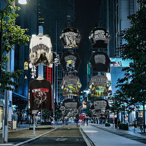 Sudadera con Capucha OMMIZ de Alta Calidad, 100% Algodón Pesado, Bordado Mixto, Tejido, Estilo Retro, Holgada, con Estampado de Grafiti de Ladrillo Caliente - Product Image 3