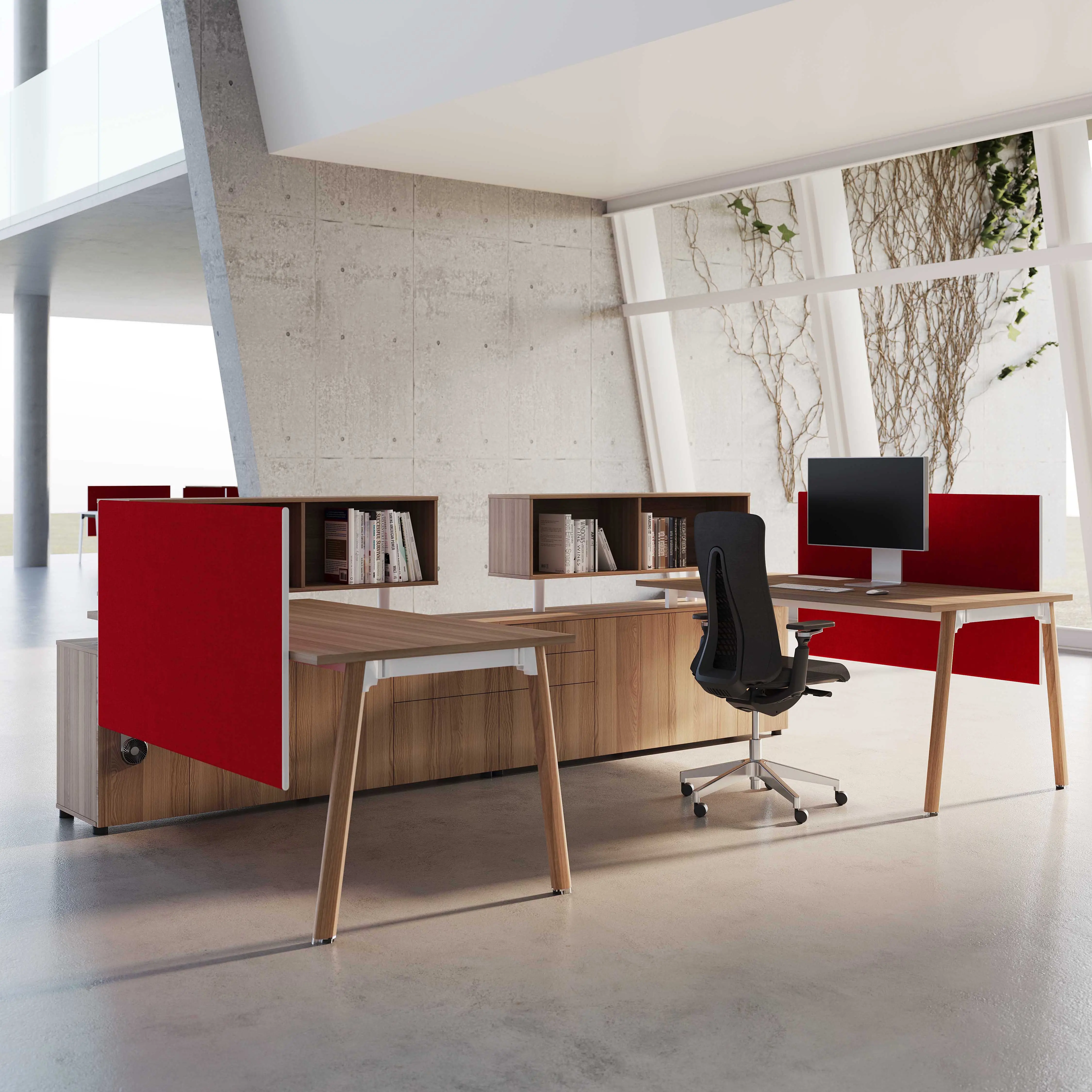 Greenfield Furniture Office Divider Cubicles Workstation Design With Divider With 3 Drawer Pedestal GR-GR-YMH