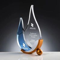 Trophées en cristal de haute qualité Diaocai Metal, nouveau design, forme goutte d'eau, gravure polie, logo personnalisé