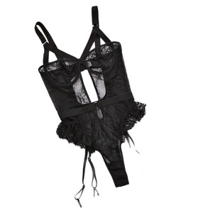 Lingerie sexy, body rouge en dentelle florale, col halter, porte-jarretelles, vêtements de nuit pour femmes, pour la nuit de noces - Product Image 6