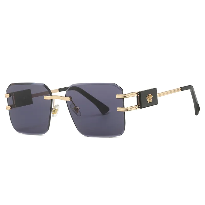 Óculos de sol de marca de luxo 2024 moda retrô quadrado sem aro óculos para PC óculos de sol viseira ao ar livre