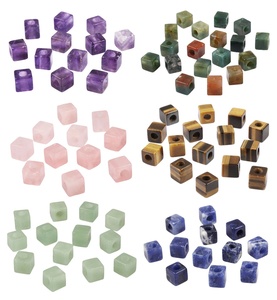 Bán buôn 10x10 mét vuông hạt đá quý tự nhiên lỗ lớn Rose Quartz vuông Bead cho Diy earing đồ trang sức - Product Image 3