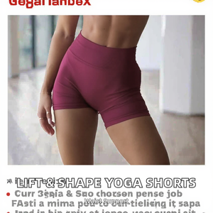 Shorts de sport pour femme, effet push-up, réversibles, en Spandex/Nylon, 4,5 pouces, avec fronces naturelles, taille haute élastique, pour le yoga - Product Image 2
