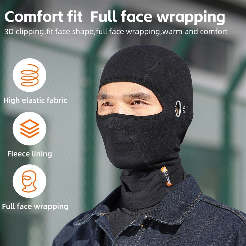 Cappello Casco Invernale WEST BIKING Pile Antivento Con Fori Per Occhiali - Nero - Foto 6