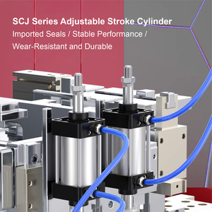 Cylindre pneumatique SCJ100 double effet course réglable corps en aluminium alésage 100mm cylindre à air - Product Image 4