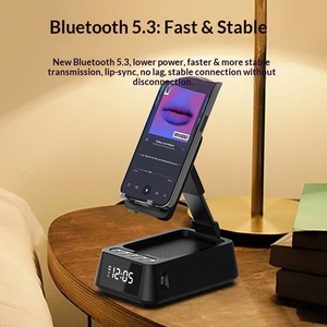 Producto en Oferta Sabris, Soporte Plegable para Teléfono Móvil con Bluetooth 5.3, Espejo HD, Reloj y Altavoz Bluetooth - Product Image 3
