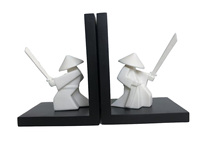 Porte-livres en bois géométrique Art Déco, samouraï blanc abstrait, ensemble de guerriers pour la décoration de la maison, salon, bureau, étagère, ornement