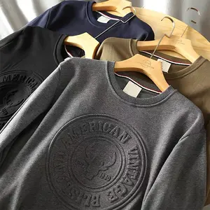 3d Sweatshirt OEM Manufacturer High Quality Crewneck Emboss 100% Cotton 3D Logo Custom Crew Neck Pullover Embossed Sweatshirt