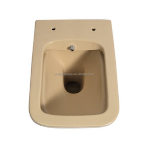 <span class=keywords><strong>WC</strong></span> <span class=keywords><strong>suspendu</strong></span> mural de luxe en beige mat, avec <span class=keywords><strong>bidet</strong></span> intégré, allongé, pour salle de bain - Product Image 4
