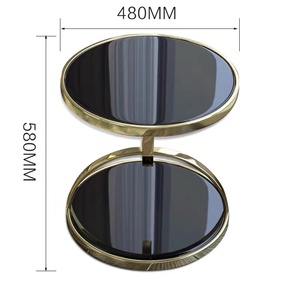 Table d'angle moderne en <span class=keywords><strong>verre</strong></span> noir avec miroir <span class=keywords><strong>et</strong></span> deux cadres en métal doré en acier inoxydable élégants <span class=keywords><strong>et</strong></span> simples en bas - Product Image 6