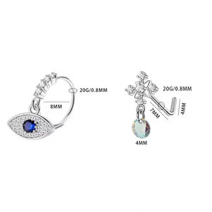 <span class=keywords><strong>Piercing</strong></span> de <span class=keywords><strong>nez</strong></span> en acier inoxydable 20G en forme de L avec pendentif cœur en zircon CZ pour femme - Product Image 5